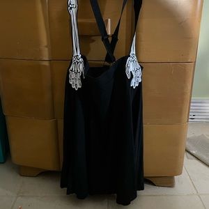 Hot Topic Black Skirt With Skeleton Hand Suspenders